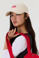 emis Small Logo Ball Cap Cream 韩国 emis 棒球帽  奶油色 红色刺绣小标
