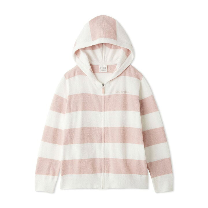 gelato pique Ice Cream Series Zip Hoodies 26冰淇淋系列 毛绒绒拉链连帽居家服 粉白条纹上衣  均码 超软糯质感