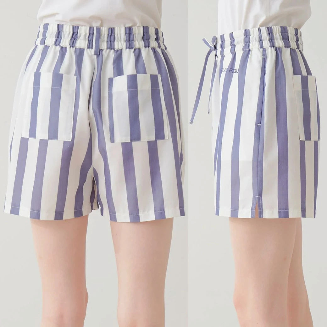 Gelato Pique 春夏新品 纯棉女士条纹简约睡衣家居服套装