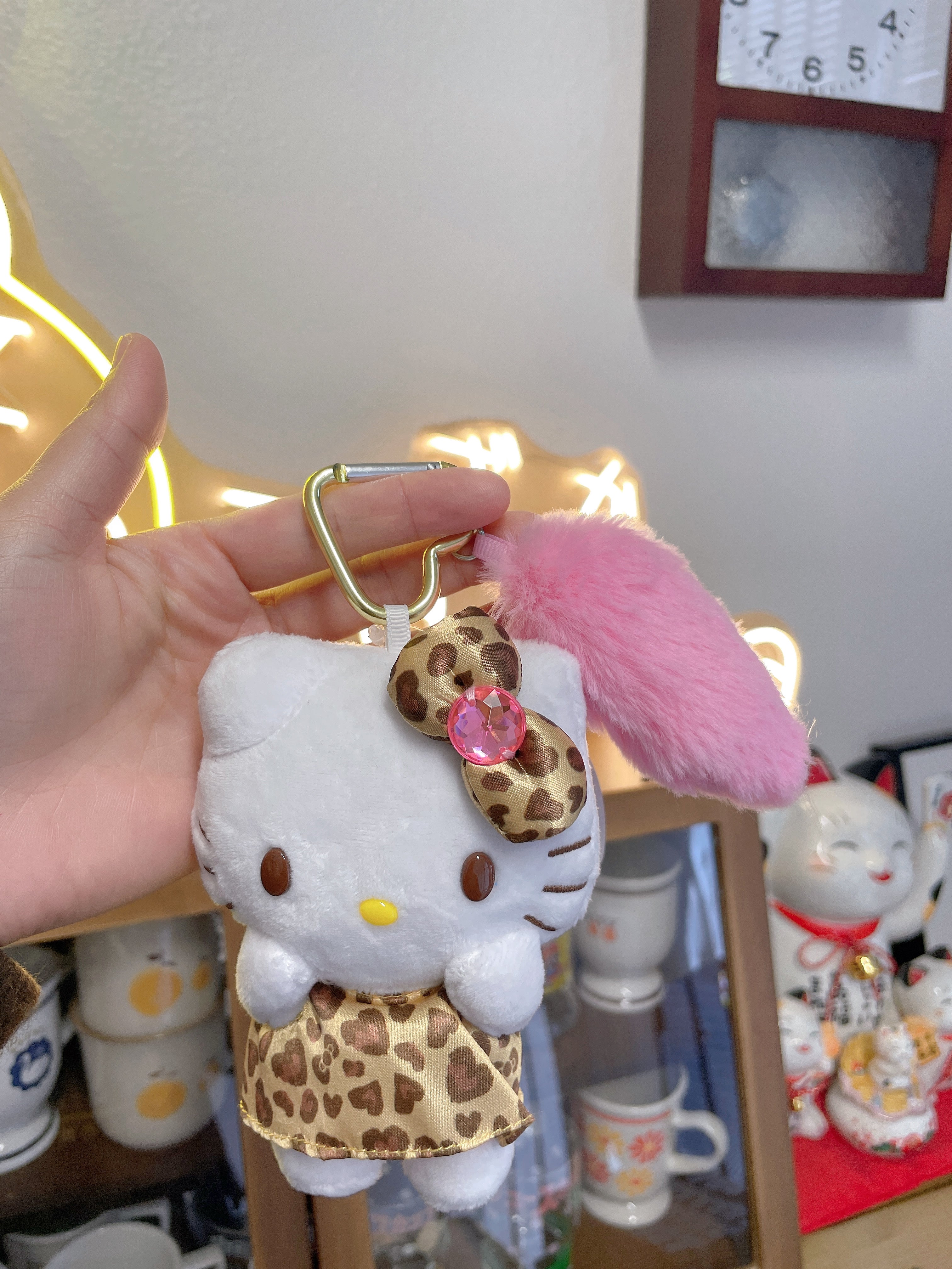 日本 SANRIO 三丽鸥 NIC 棕色豹纹 爱心扣 挂件
