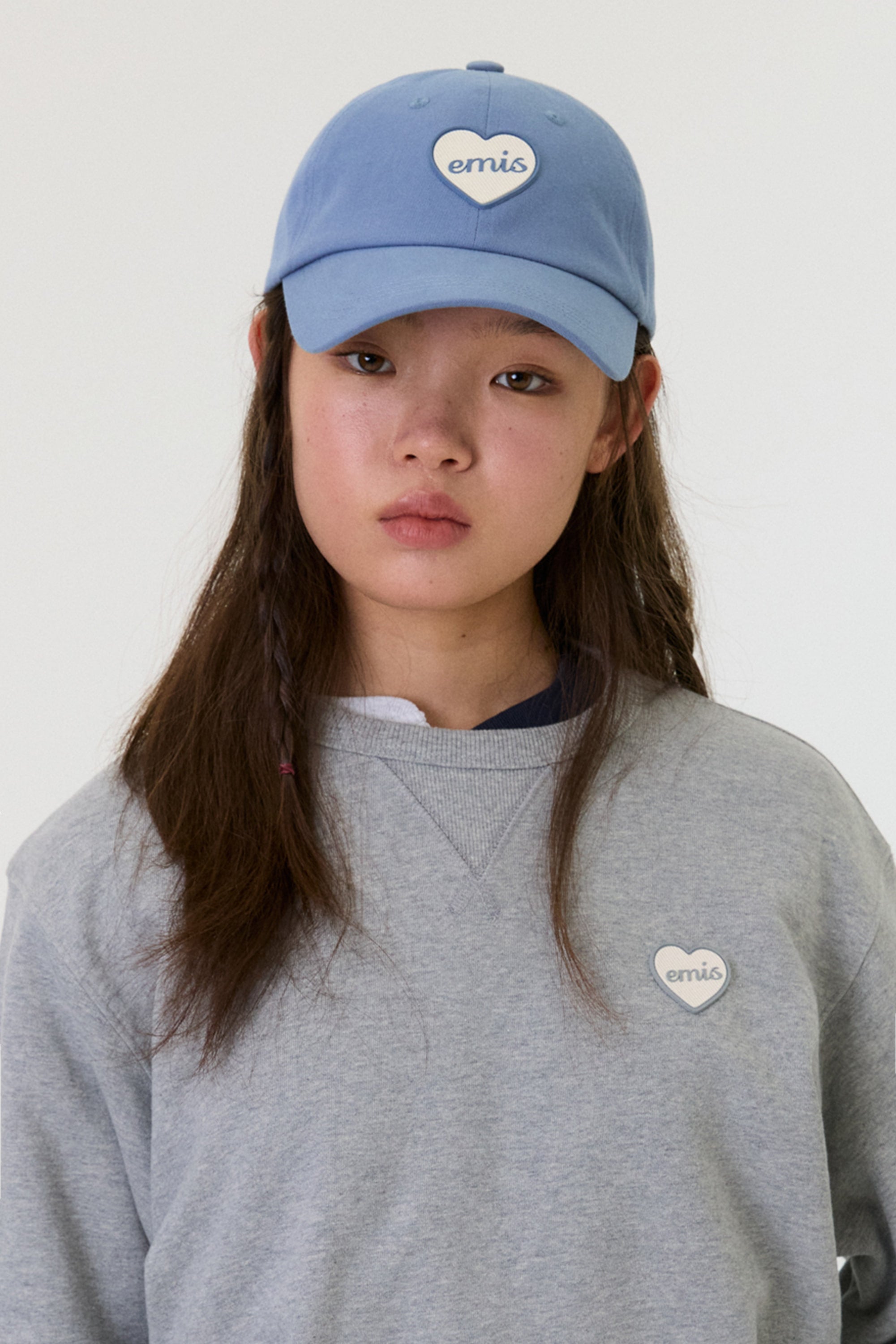 emis Heart Rubber Patch Ball Cap Blue 韩国 emis 棒球帽  橡胶桃心章 蓝色