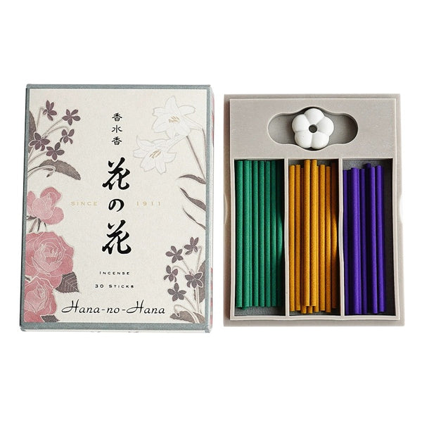 日本香堂 NIPONN KODO 线香花之花 30支礼盒装  3种香味 （紫罗兰 玫瑰 茉莉）带香立 一支燃烧时间约10分钟