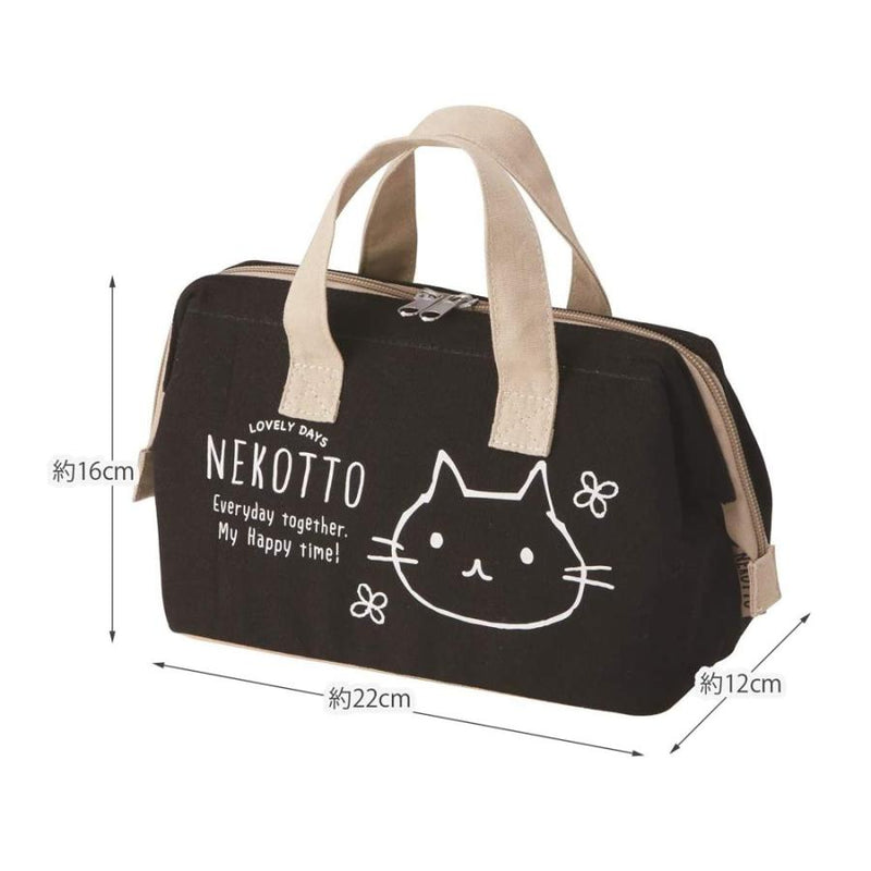 日本 mekotto 黑猫帆布便当袋