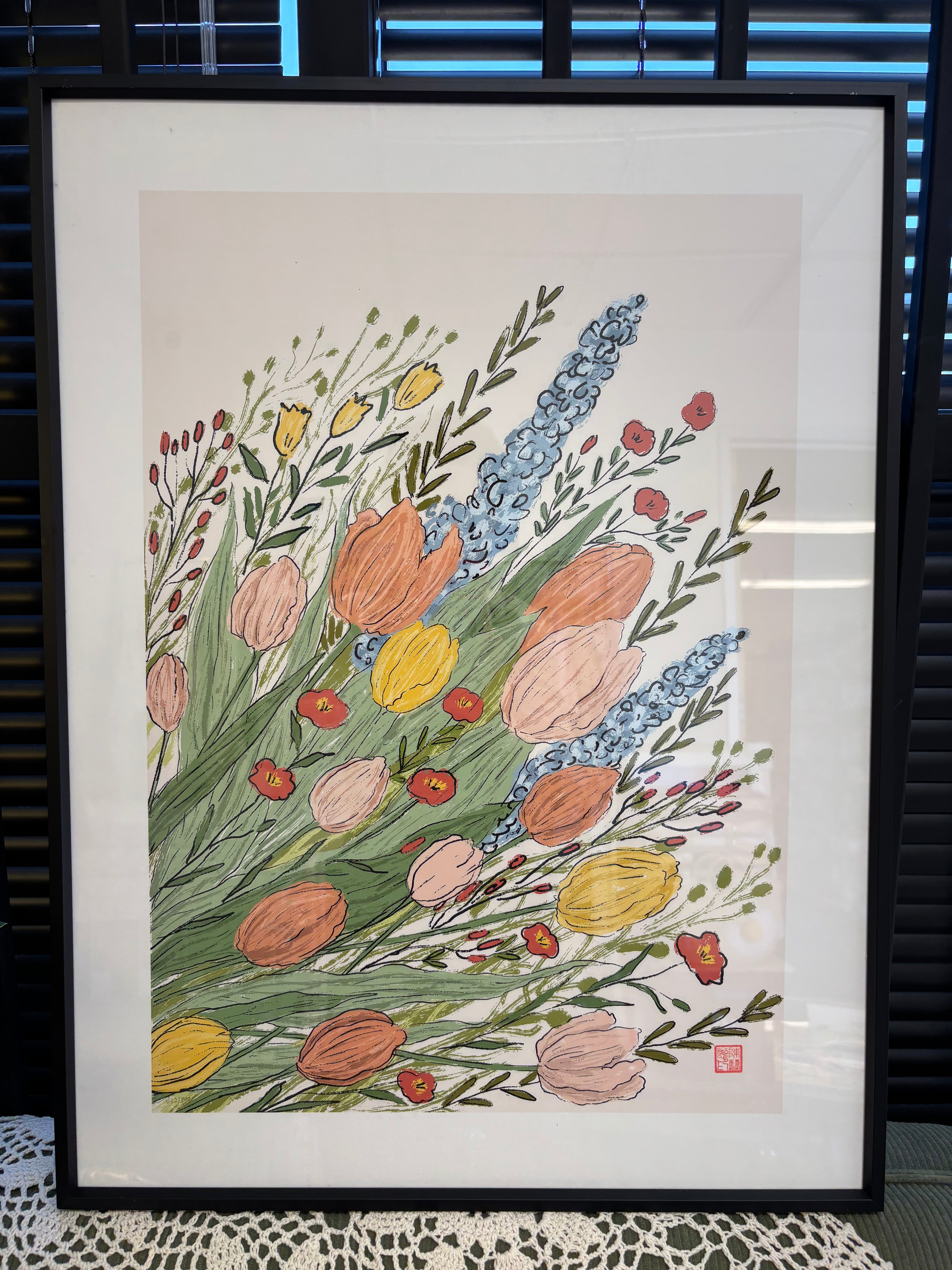 【画】插画师 陈艺葱《郁金香之春》 尺寸45.5*60.7cm