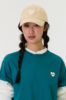 emis Heart Rubber Patch Ball Cap Beige 韩国 emis 棒球帽  橡胶桃心章 米色