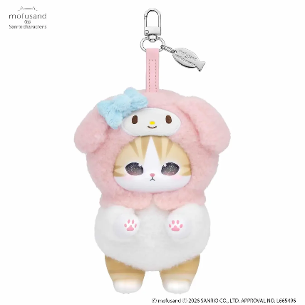 Mofusand x Sanrio Characters Kiramekko Plush Keychain Blind Box (1 Random Design) 猫福珊迪x三丽鸥限定联名挂件盲盒 1个（6种款式随机）