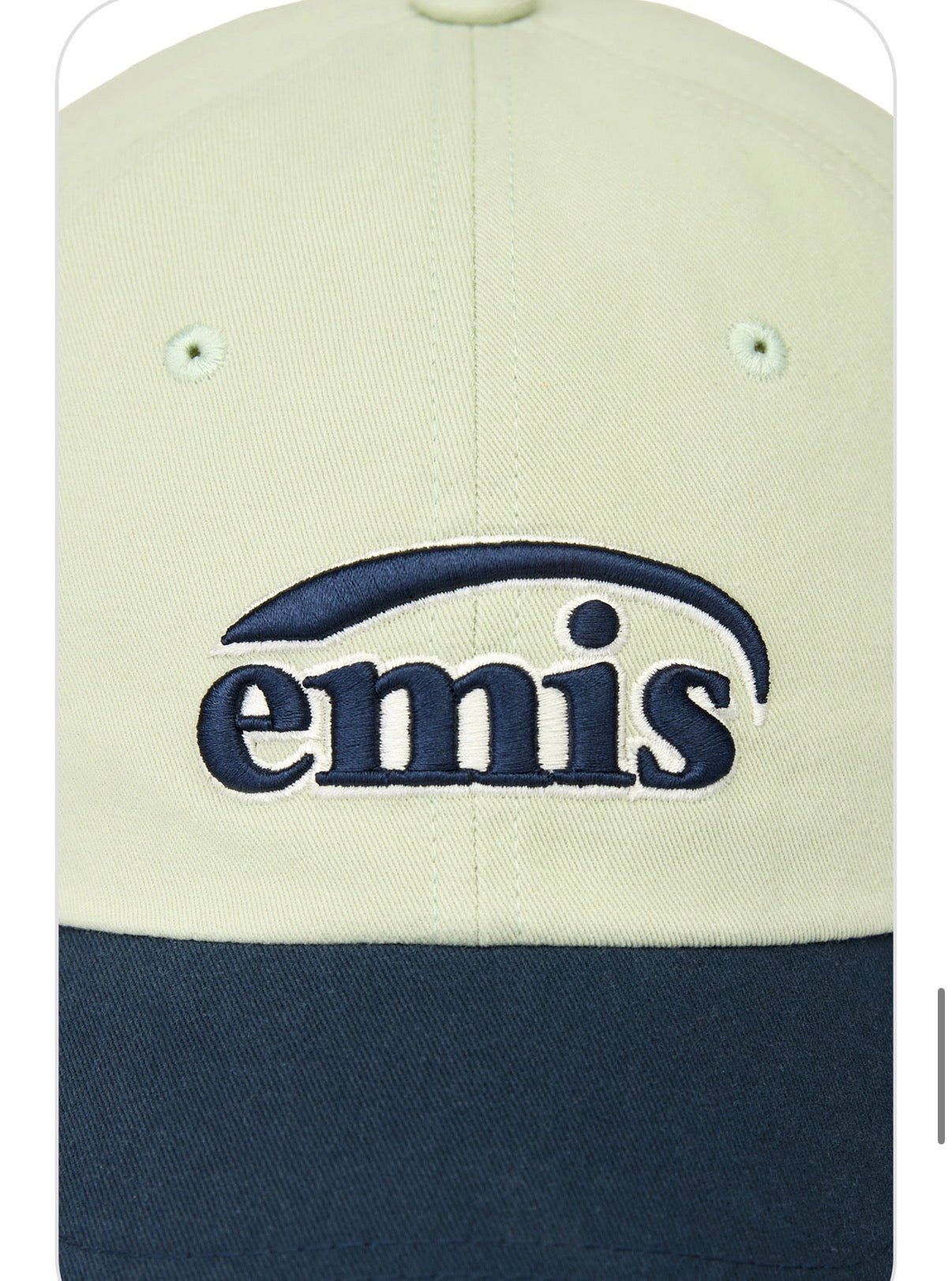 emis Duo Logo Two Tone Ball Cap Mint 韩国 emis 拼色棒球帽  薄荷绿拼藏青 双层刺绣标