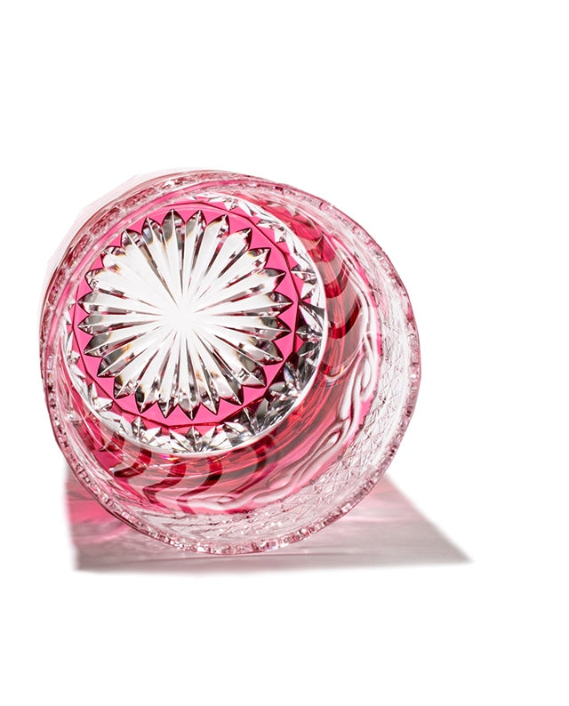 日本Yamada山田硝子 江户切子  山下白雨系列 威士忌杯 清透粉 YG0003 约260ml