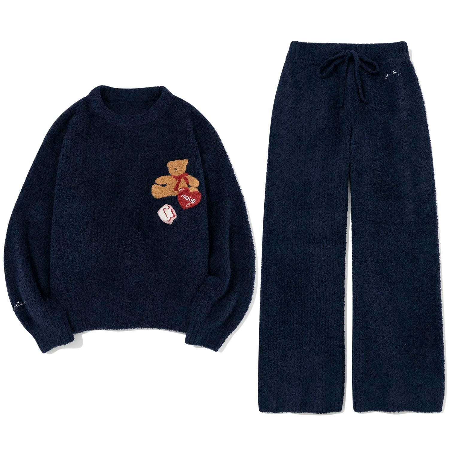 gelato pique 25秋冬新品 睡衣半边绒刺绣小熊 套装