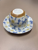 日本 濑户烧繁花手绘 手作釉下彩绘陶瓷花卉 茶杯碟子咖啡杯三件套50240