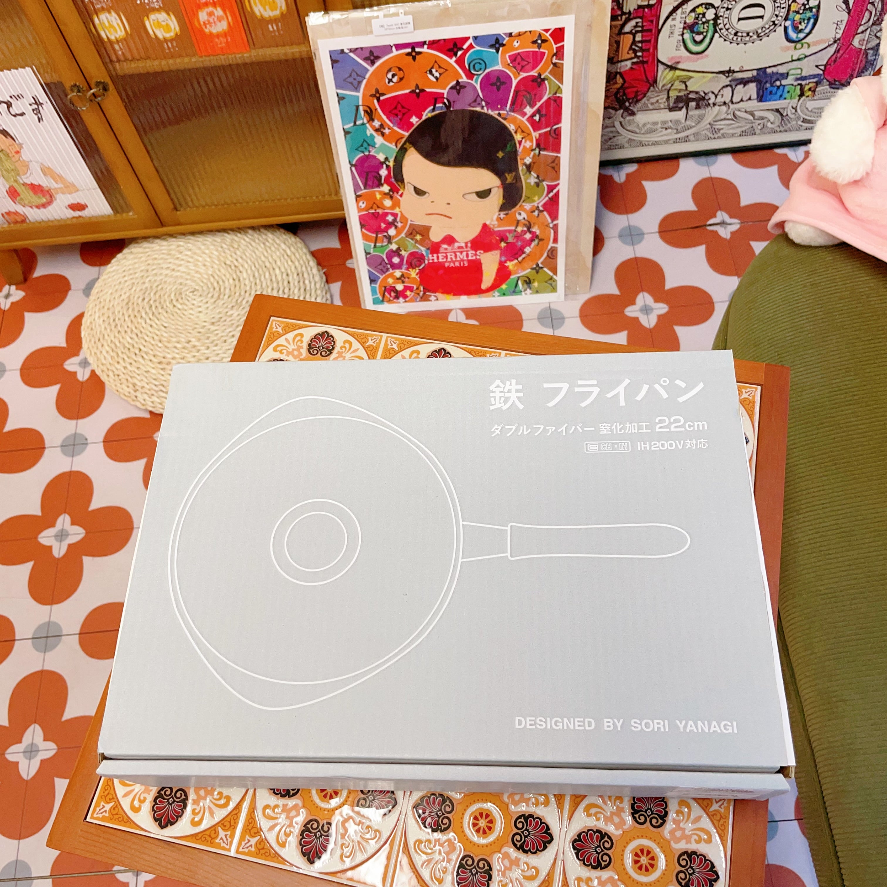 日本 SORI YANAGI 柳宗理 南部铁器铸铁锅 煎锅平底锅 22cm 带锅盖 适合2-3人 净重约740g