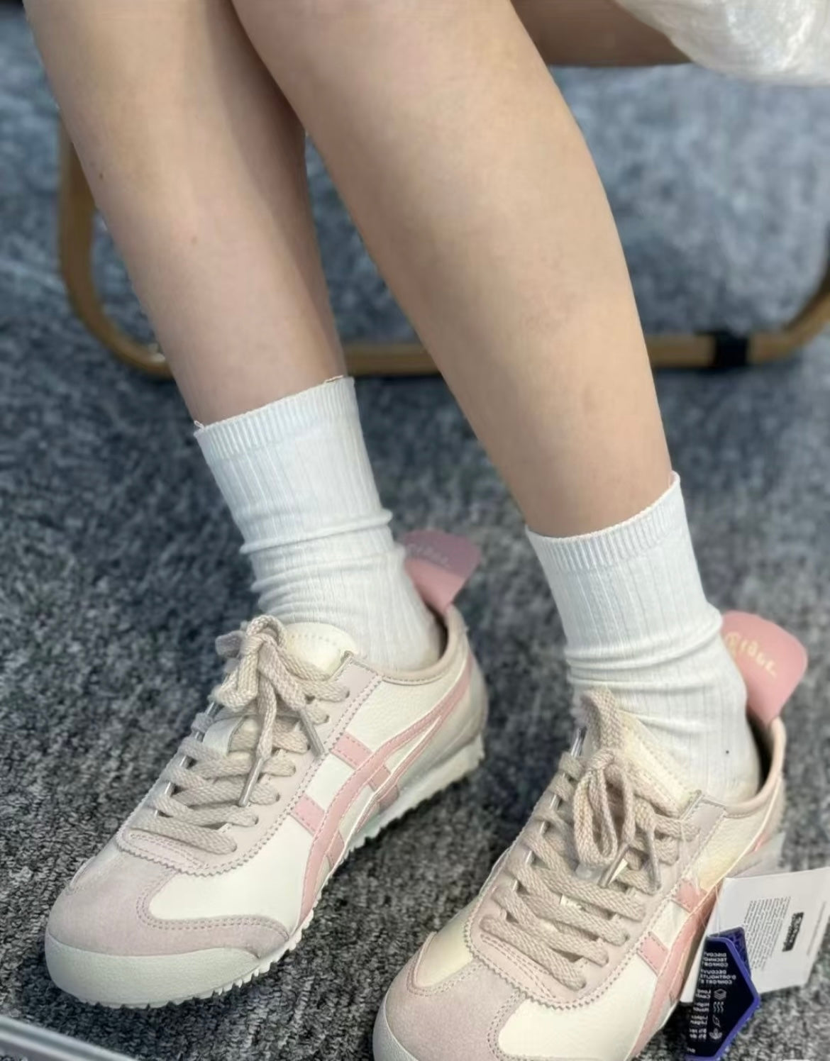 Tiger鬼冢虎 经典 复古粉条纹休闲鞋