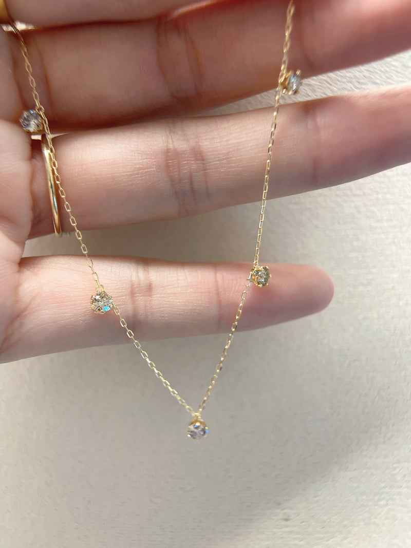 #RZ823，钻石项链满天星款 1.00ct K18黄金 长45cm 抽拉扣