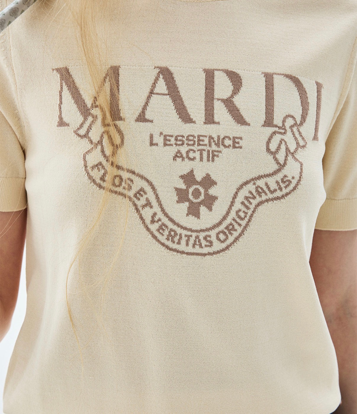 Mardi Mercredi Actif Classic Knit Top Cream Taupe Beige One Size 韩国Actif系列 经典logo针织短袖 奶油咖 均码