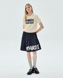 Mardi Mercredi Actif Brush Logo Knit Top Short Sleeve Cream Navy One Size 韩国Actif系列 涂鸦书写针织短袖 奶油藏蓝 均码