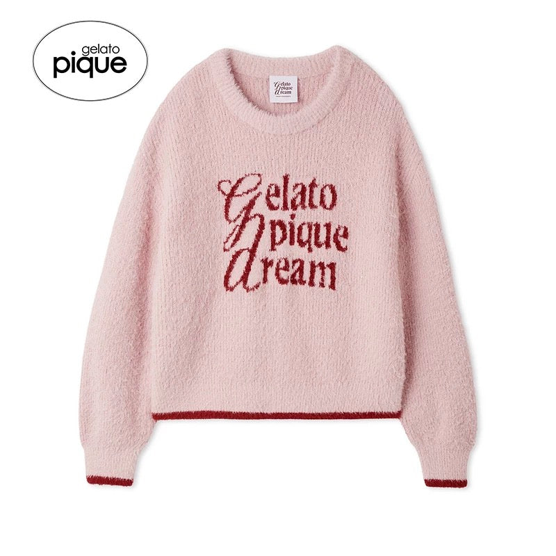 gelato pique 25年秋冬新品 羽毛纱字母撞色 家居服套装 树莓粉