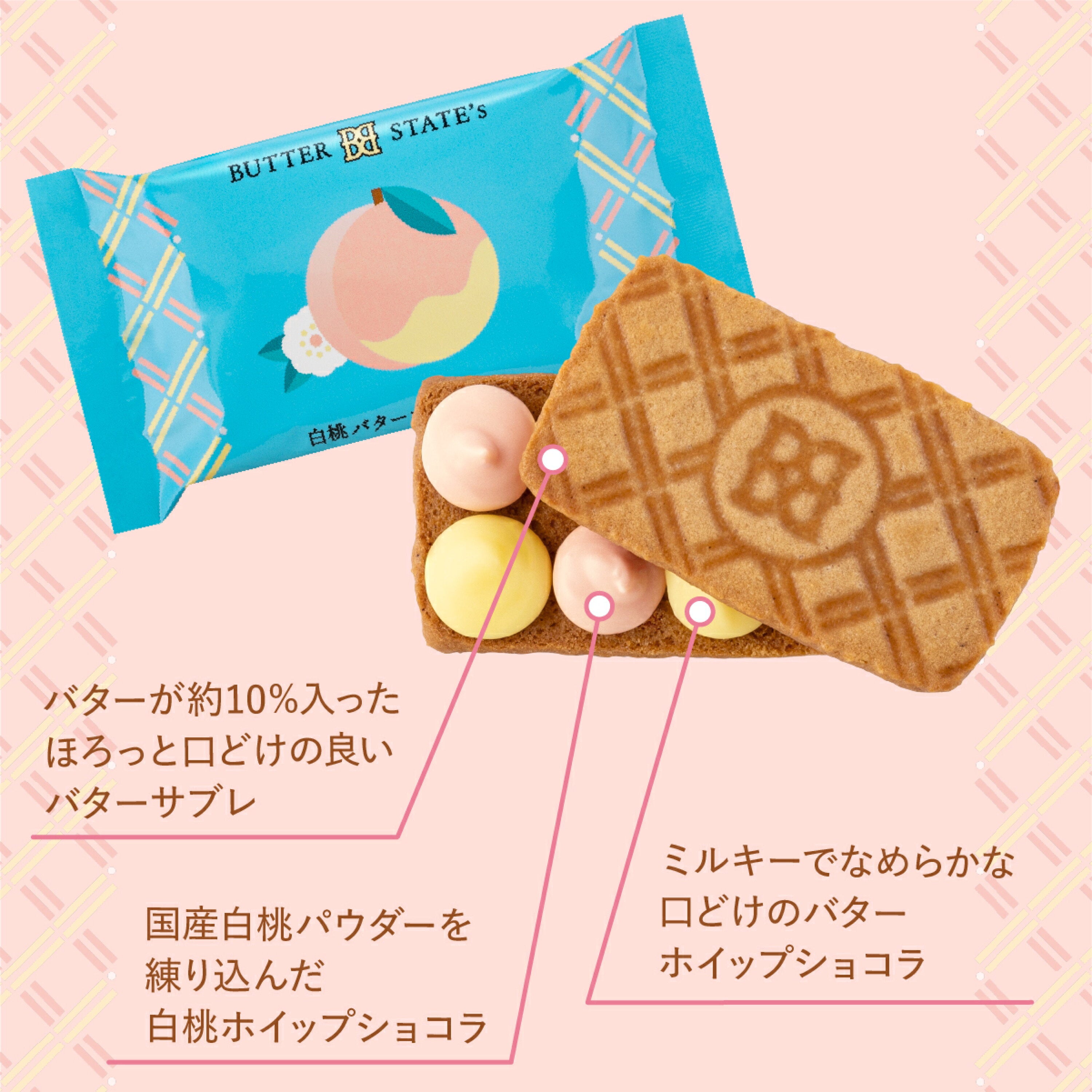 【Pre-order Item】Butter States White Peach Butter Whipped Cream Sandwiches 预定款白桃黄奶油夹心饼干 8pcs（EXP 10/2028）