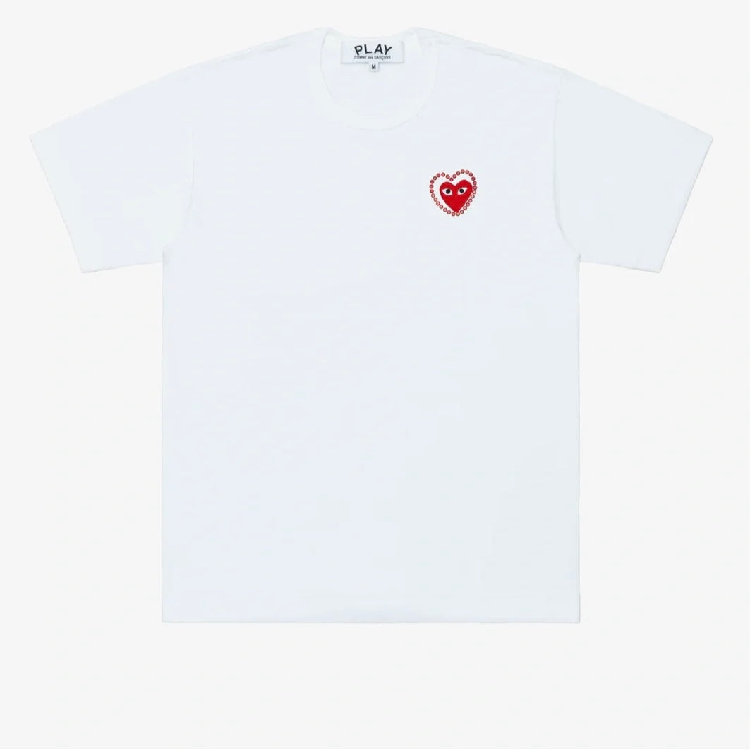 【0609ずみ】COMME des GARÇONS 川久保玲 T恤 （白色 红钻红心）尺码偏小，洗后也会缩水尽量买大哦）