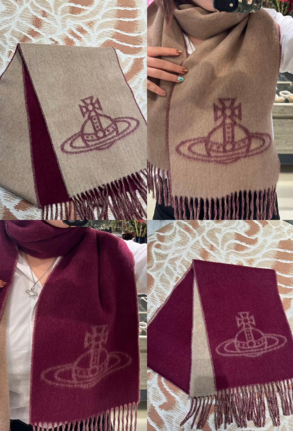 日本Vivienne Westwood西太后 双面羊绒围巾 165*25