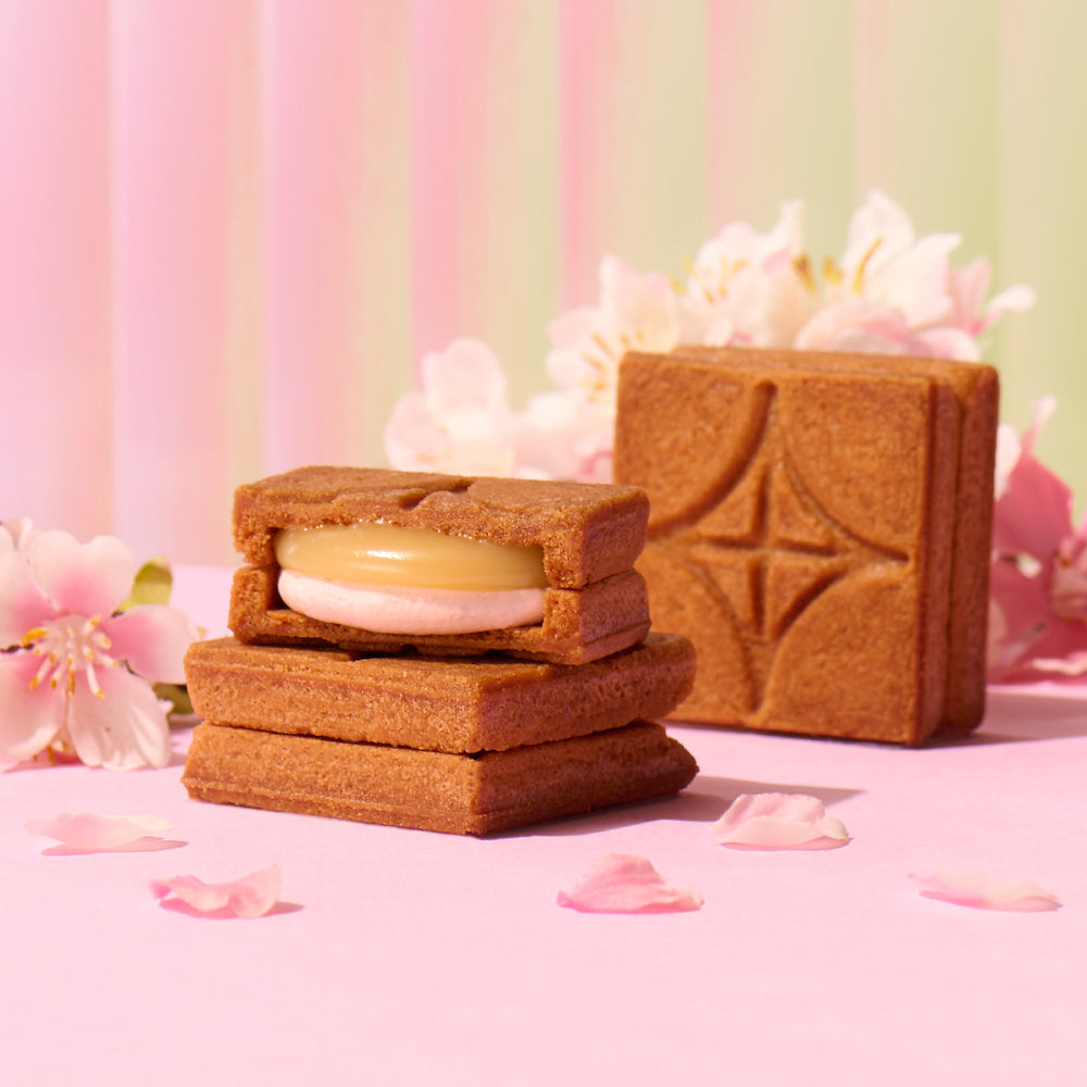 日本press butter sand 奶油夹心饼干 粉色樱花季限定 樱花黄油三明治饼干 5枚入（赏味期限：03/20/26y）