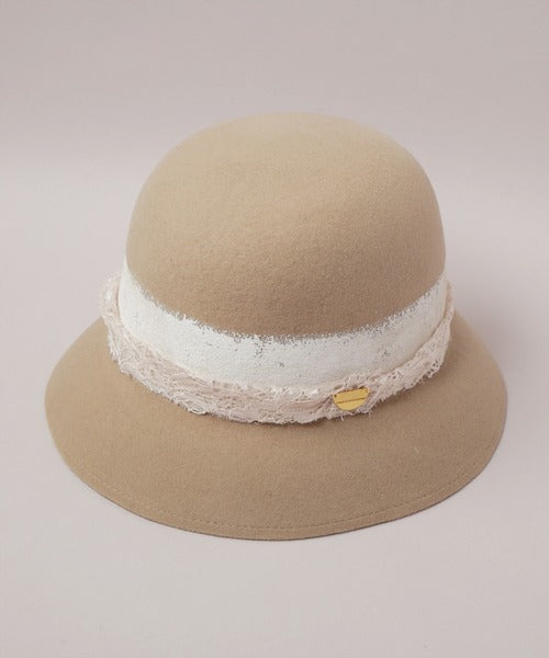日本CA4LA  蕾丝丝带渔夫帽 均码 Beige