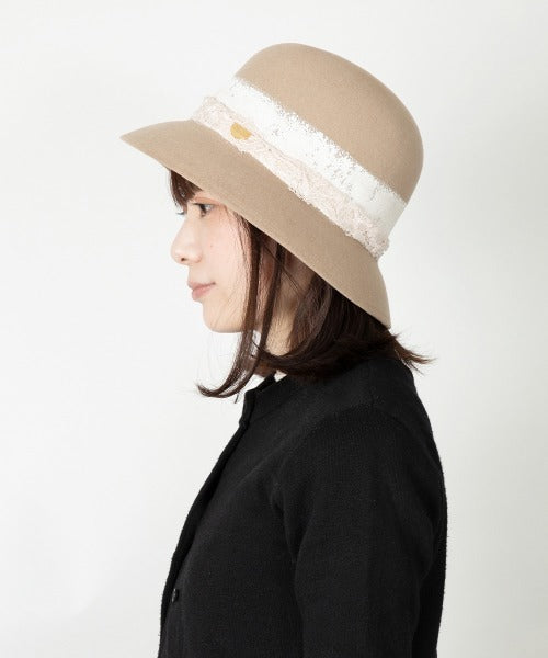 日本CA4LA  蕾丝丝带渔夫帽 均码 Beige