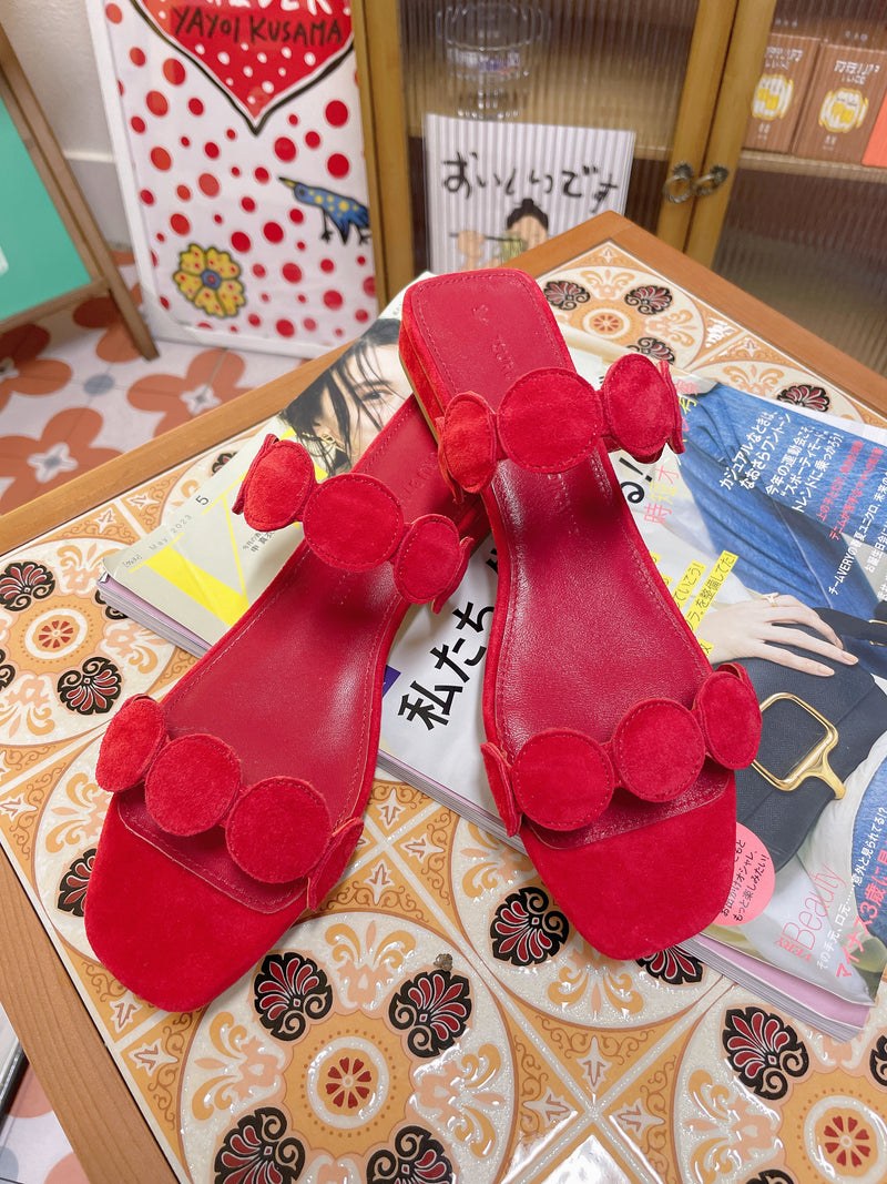日本Tsuru by Mariko Oikawa 红色低跟凉鞋38码