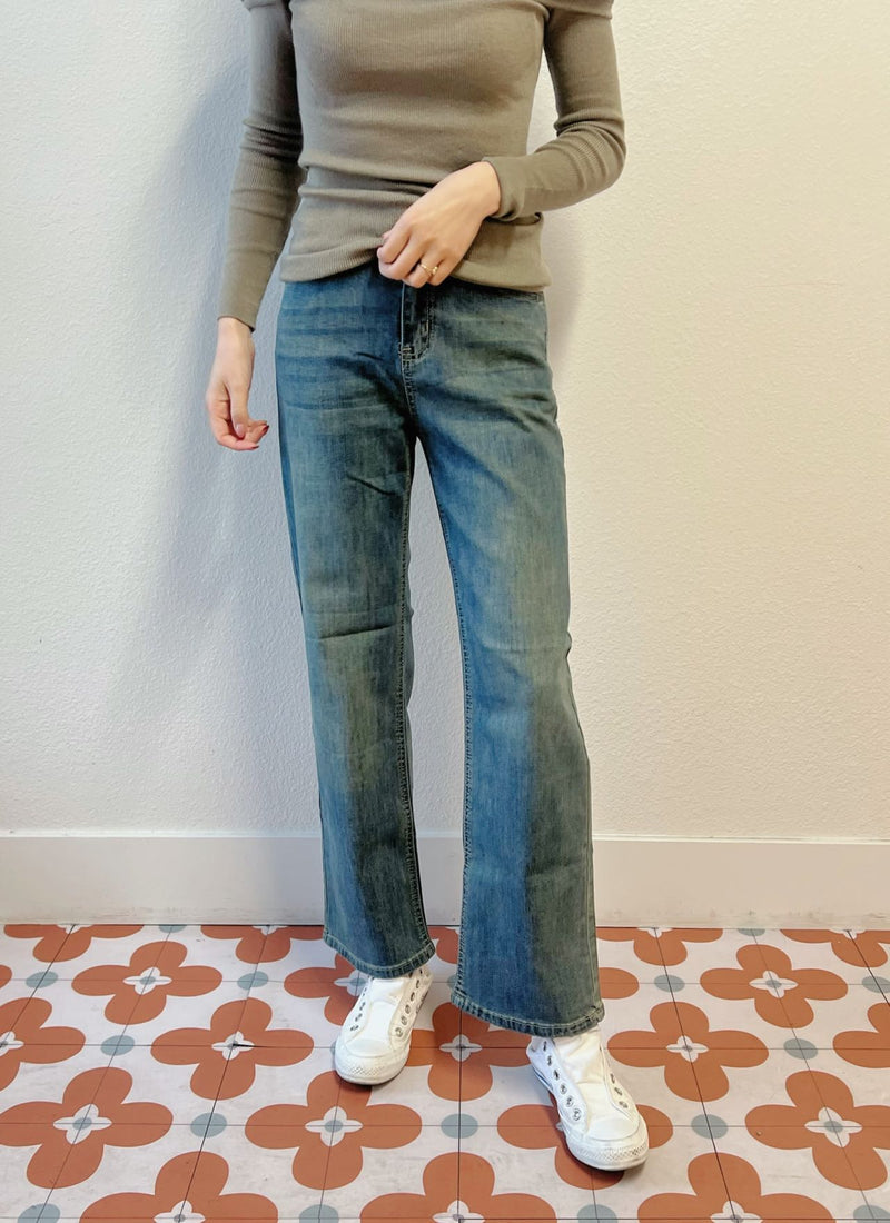 【Riko's collection】深色阔腿牛仔裤 均码 （腰围70cm以内可以穿)
