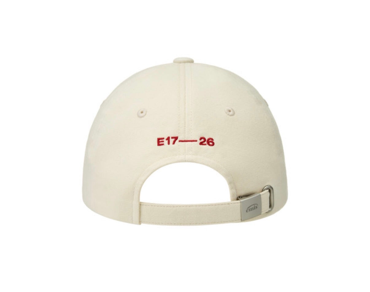 emis Small Logo Ball Cap Cream 韩国 emis 棒球帽  奶油色 红色刺绣小标