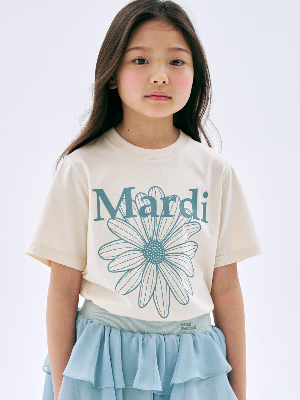 Mardi Mercredi Kids Tshirt FlowerMardi Butter Mint 韩国 儿童纯棉T恤 雏菊印花T恤 奶油黄雾霾蓝
