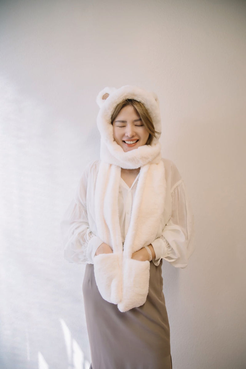 【Riko's collection】可爱小熊造型 帽子围巾手套 三件一体 加厚毛绒 冬季保暖