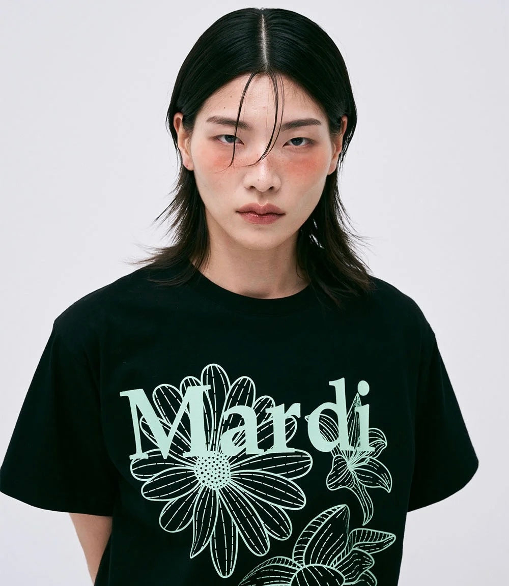 韩国 Mardi Mercredi 新款花朵短袖 T恤 宽松韩系休闲纯棉上衣女