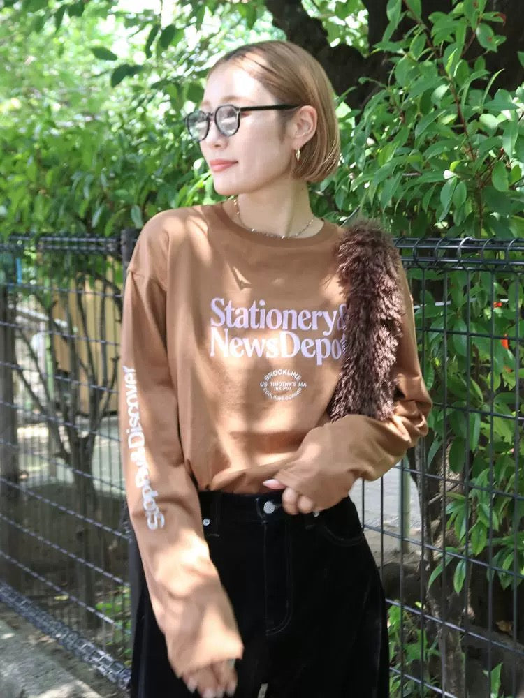 日本 Ungrid彩色徽标圆领字母 长袖T恤  均码