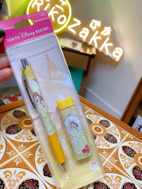 Tokyo Disney 东京迪斯尼  派通联名 贝尔公主自动铅笔套装 带笔芯替换装 笔芯0.5mm
