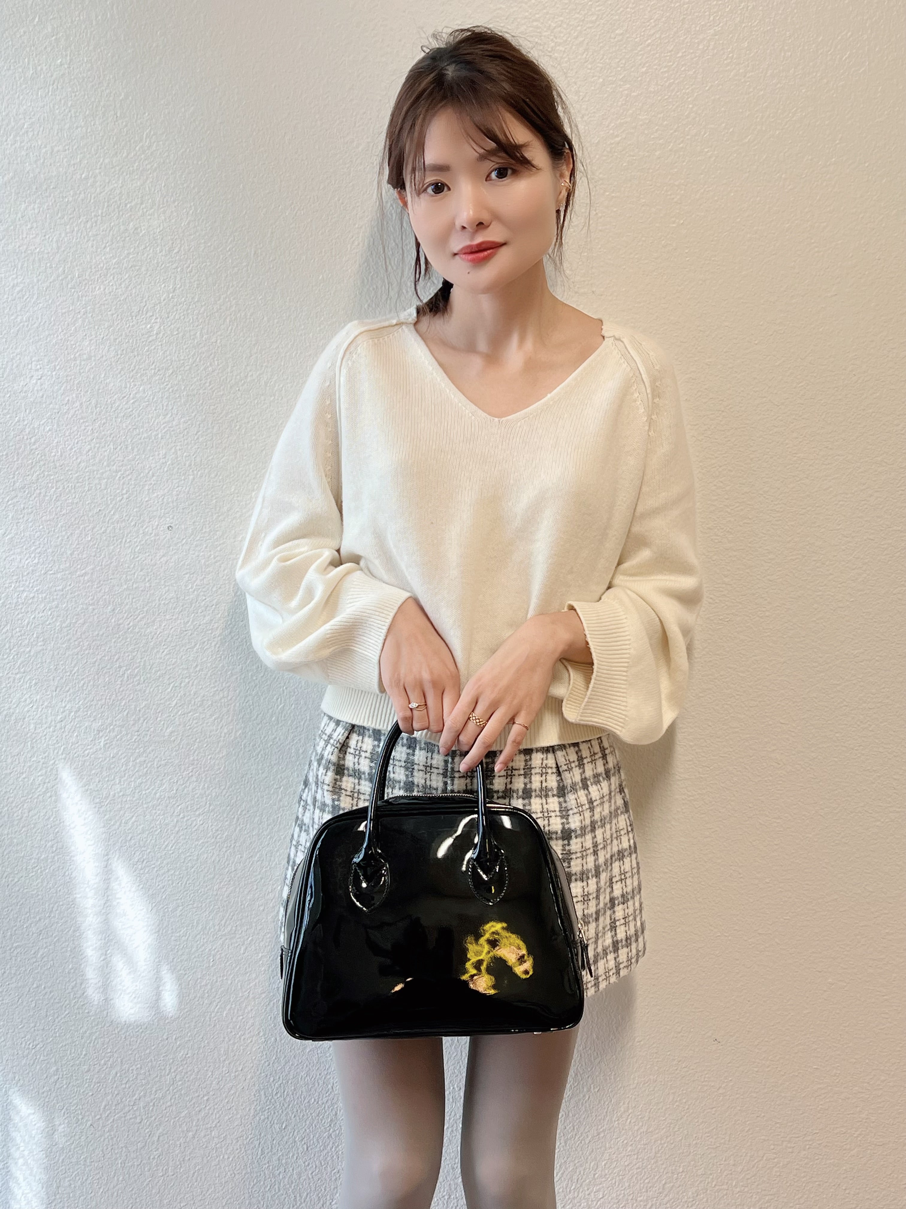 COMME des GARÇONS 川久保玲  CDG 新款真皮手提包 贝壳包黑色漆皮