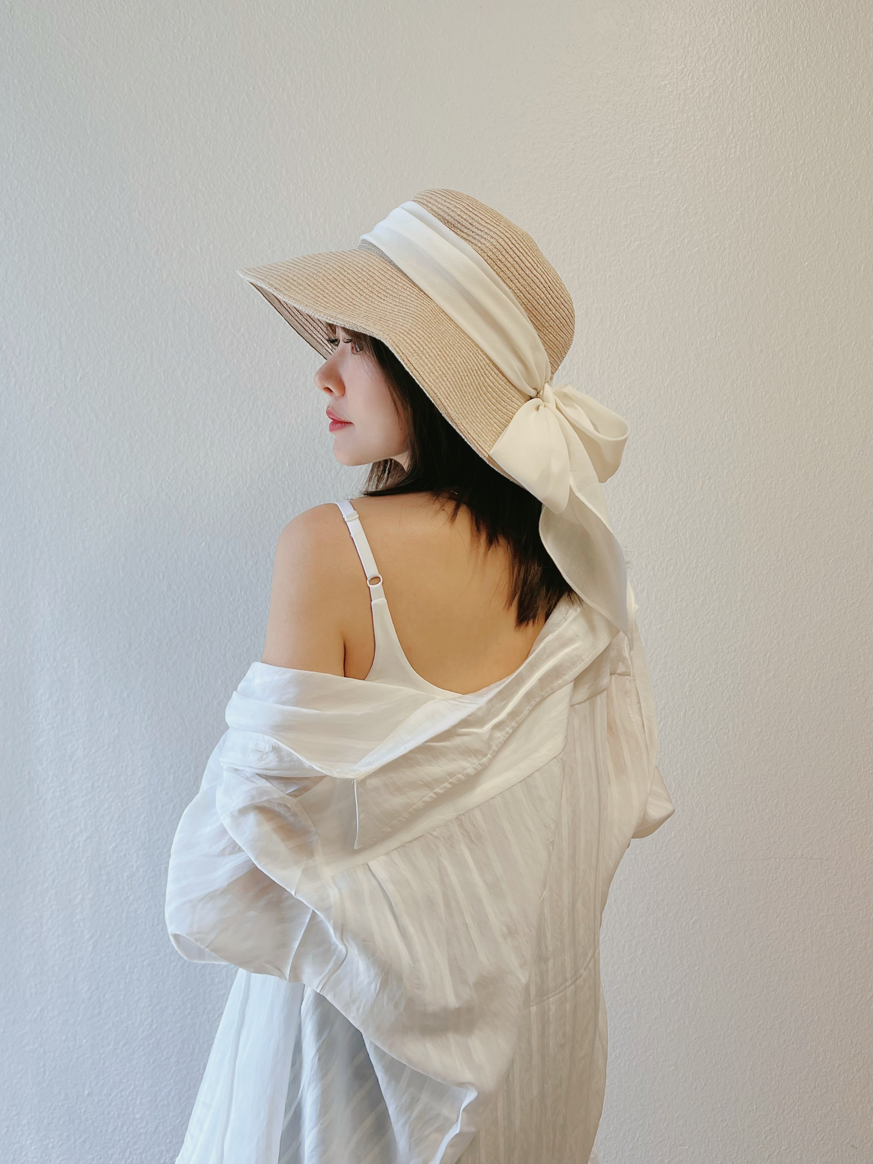 日本Override Chapeau d ‘   可折叠防晒帽 夏日草帽 圆顶渔夫帽  头围可调节  帽高12cm 帽檐11cm