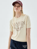 Mardi Mercredi Actif Classic Knit Top Cream Taupe Beige One Size 韩国Actif系列 经典logo针织短袖 奶油咖 均码