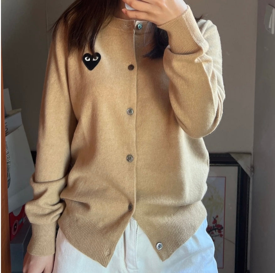COMME des GARÇONS 川久保玲 羊毛衫/开衫 100%羊毛 【卡其色黑心】男女同款