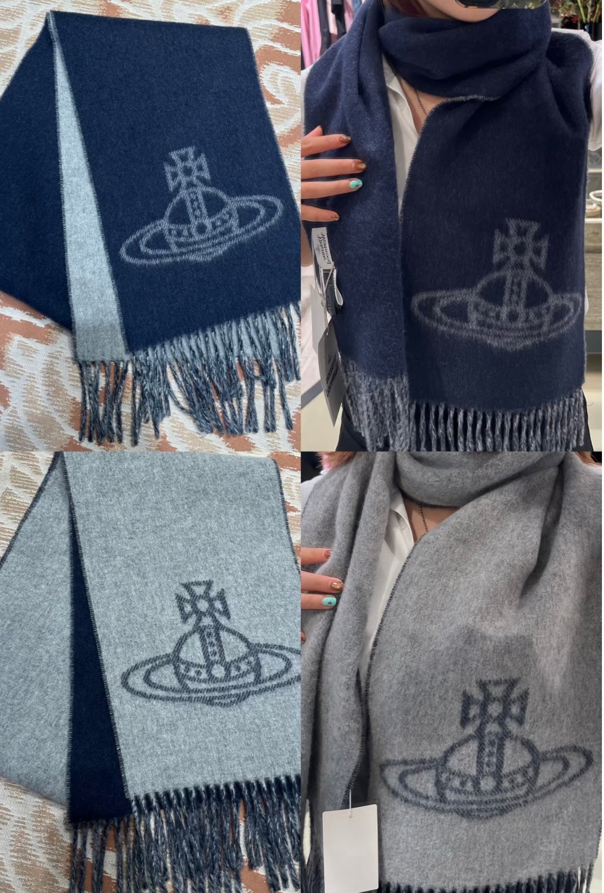 日本Vivienne Westwood西太后 双面羊绒围巾 165*25