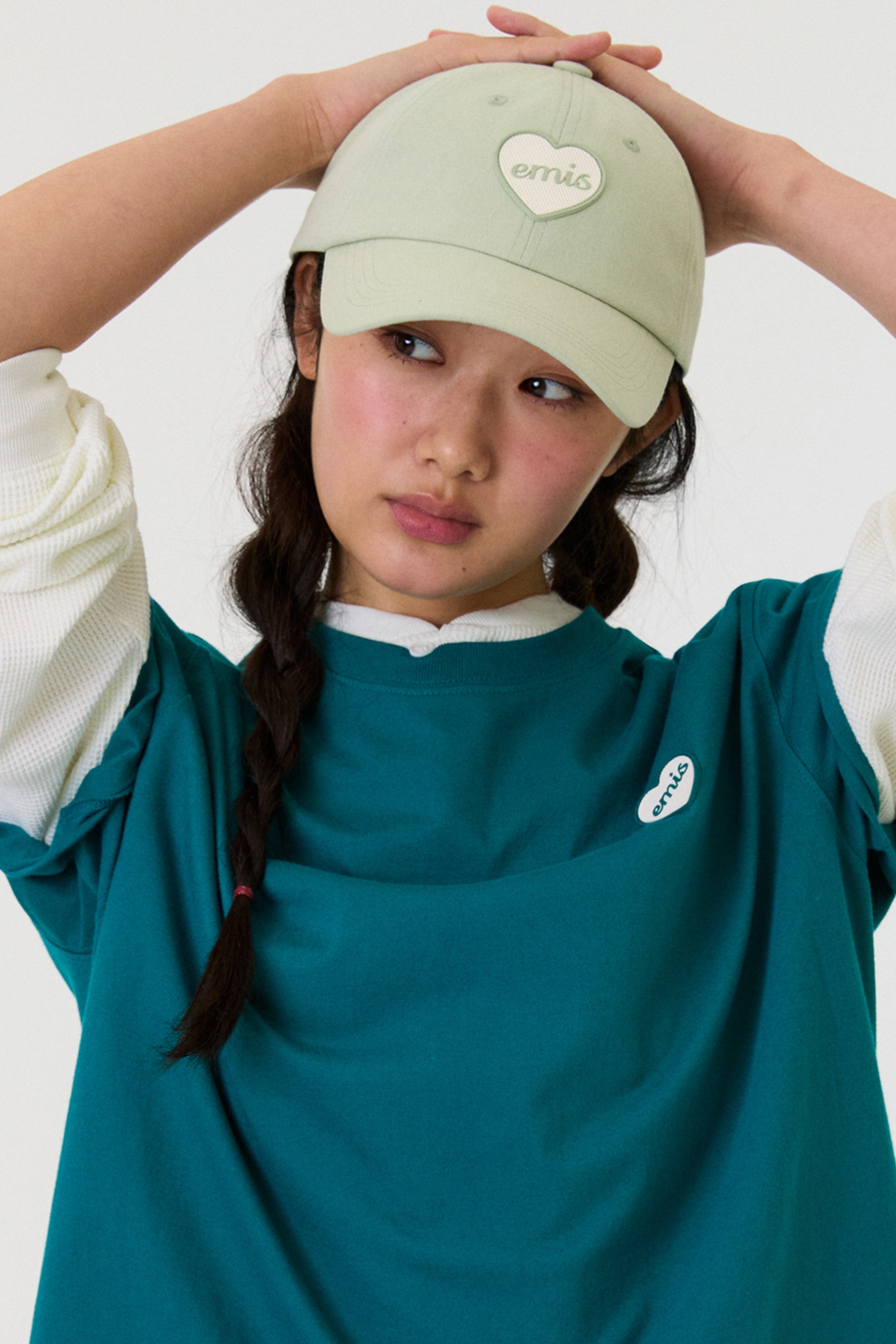 emis Heart Rubber Patch Ball Cap Mint 韩国 emis 棒球帽  橡胶桃心章 清爽薄荷绿