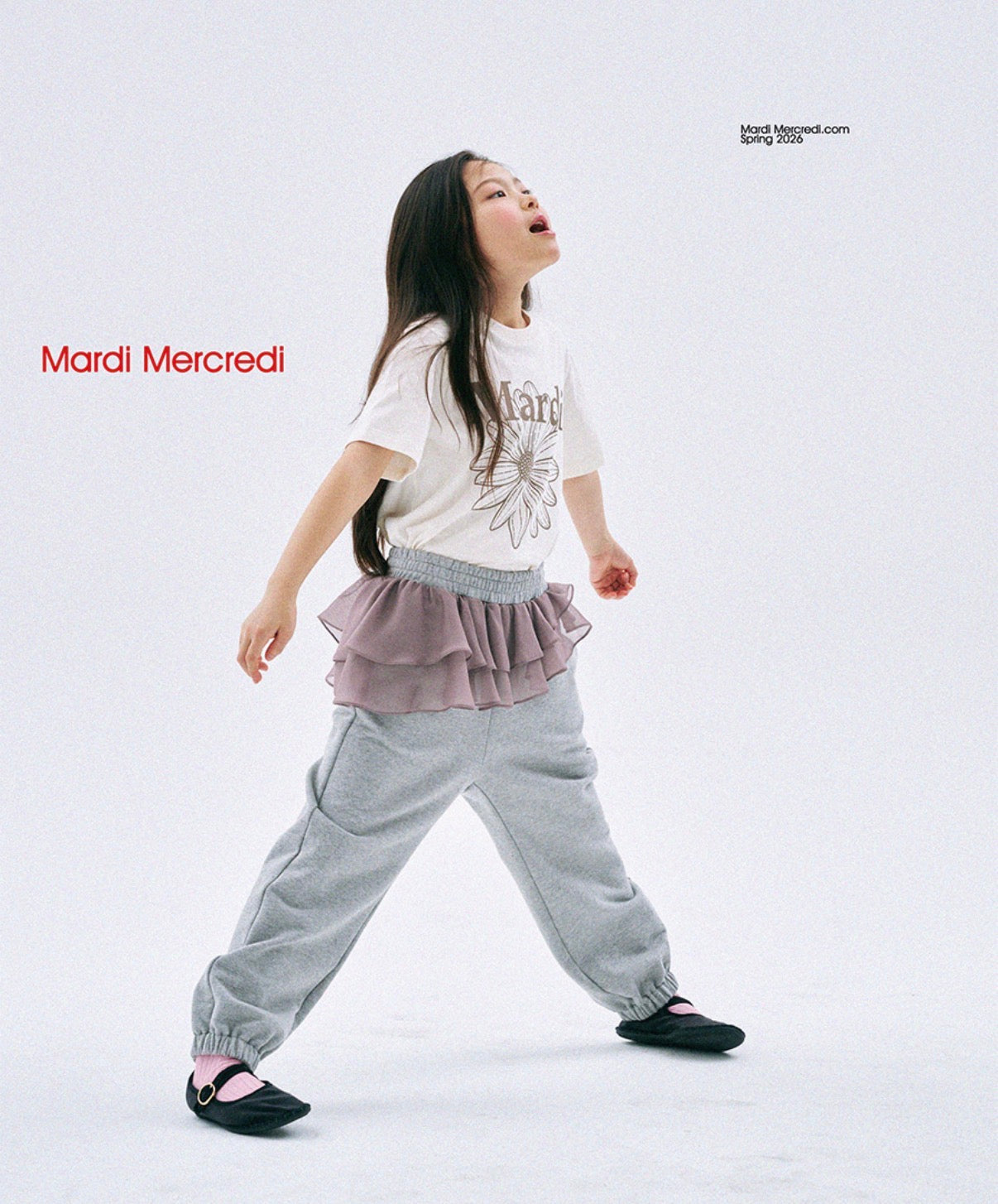 Mardi Mercredi Kids Tshirt FlowerMardi Cream Taupe 韩国 儿童纯棉T恤 雏菊印花T恤 奶油咖