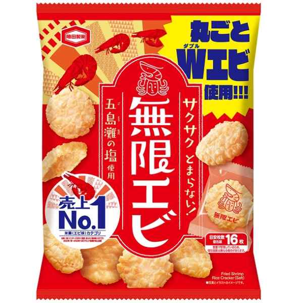 日本 龟田制菓 无限鲜虾味米果 16枚入 73g（保质期2024.10.01）