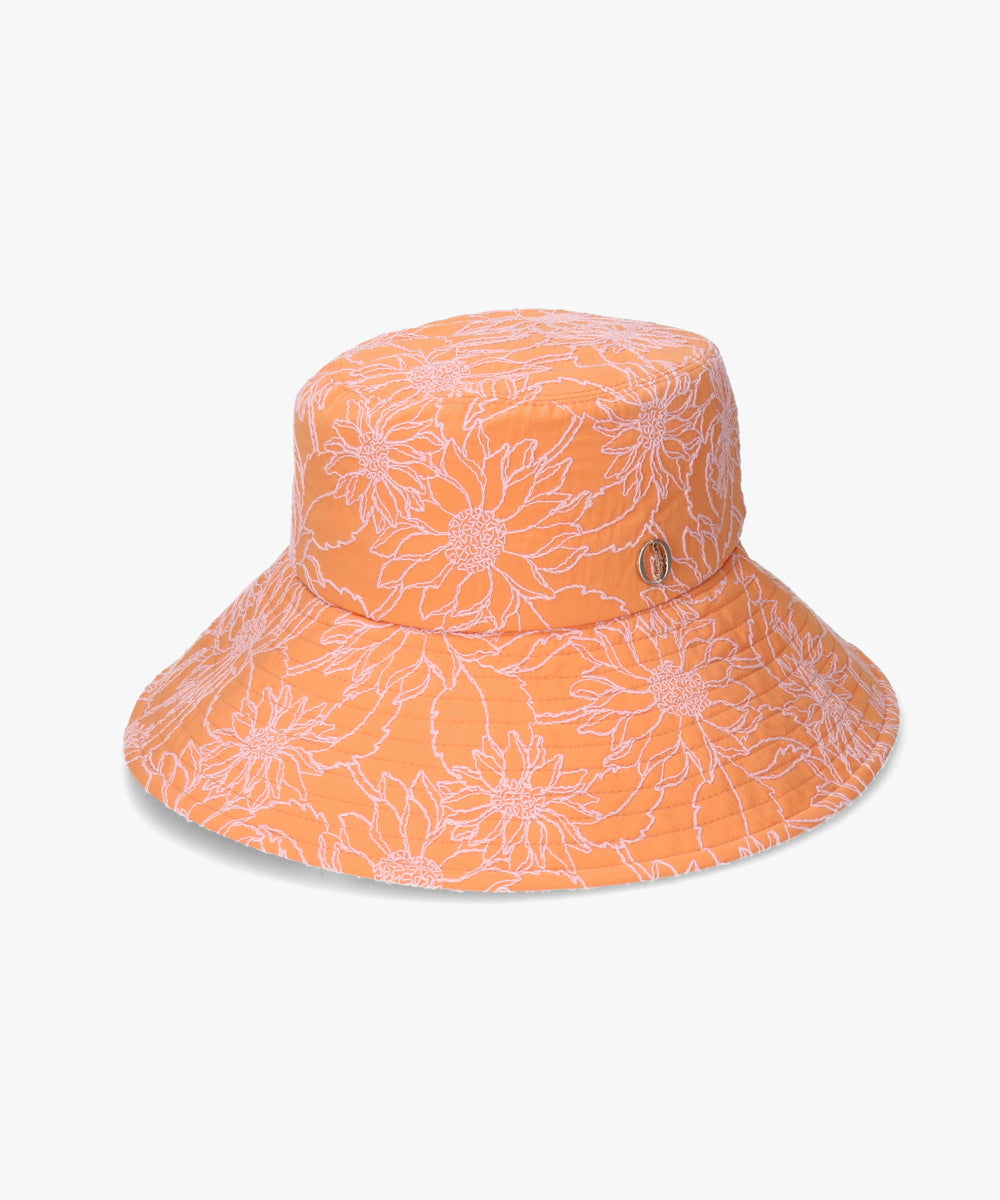 日本Override Chapeau d ‘O 可折叠防晒帽 压花飘带帽 夏日圆顶渔夫帽  头围可调节
