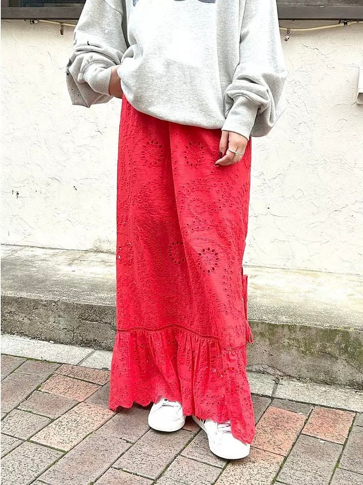 日本ungrid春季新品 时尚蕾丝刺绣半身裙  三色可选
