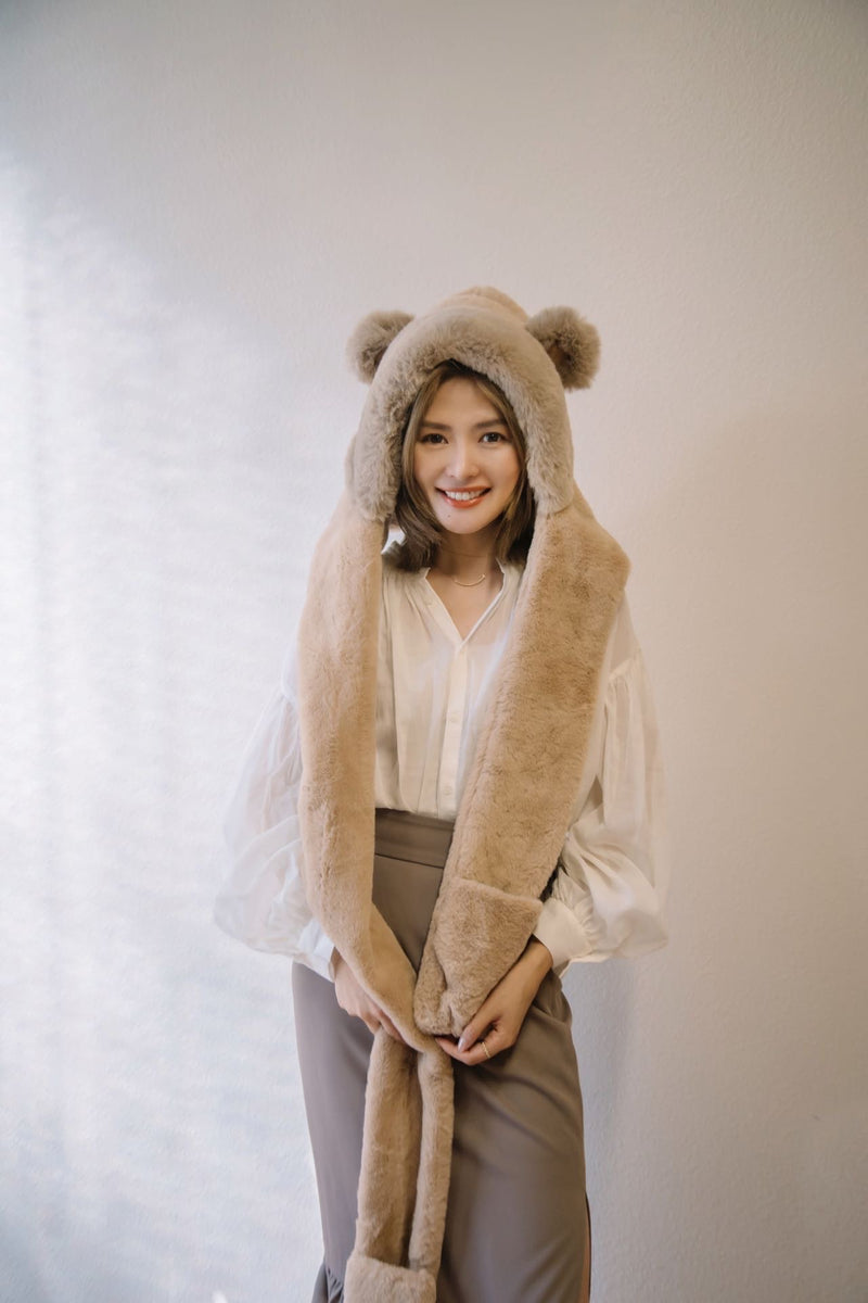 【Riko's collection】可爱小熊造型 帽子围巾手套 三件一体 加厚毛绒 冬季保暖