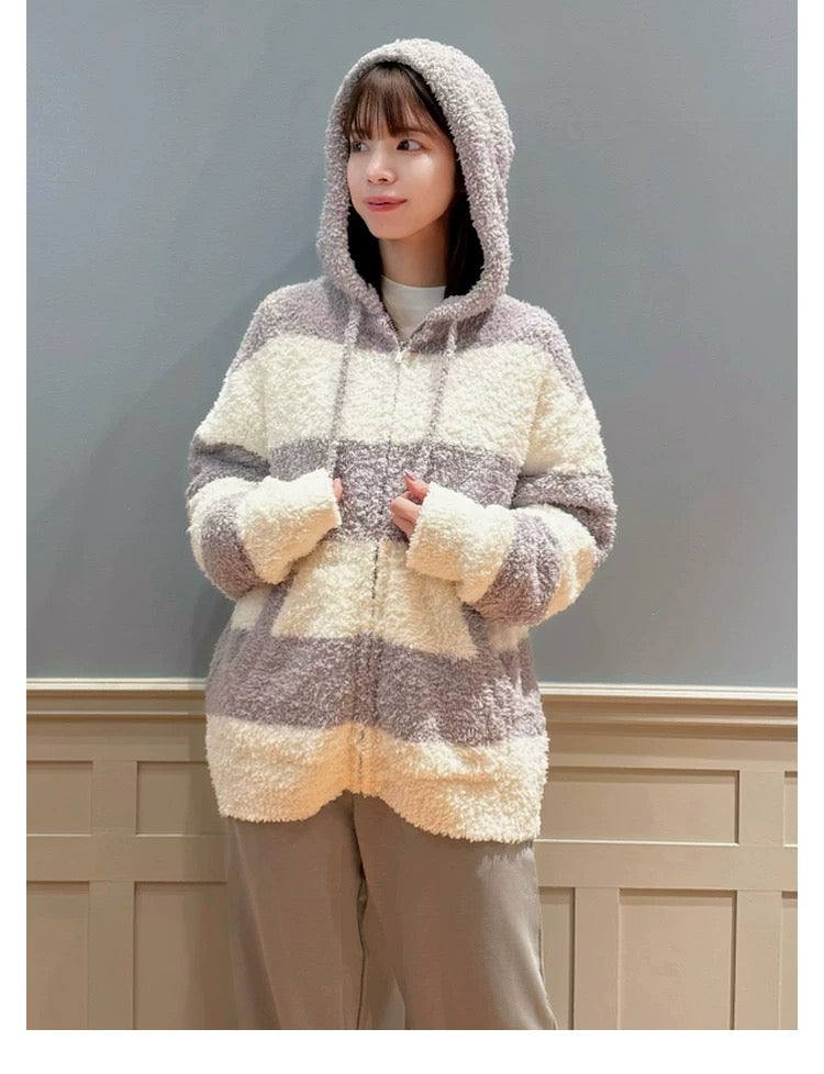 gelato pique 【山田凉介同款】25秋冬新品毛绒套装 男女同款 灰白条