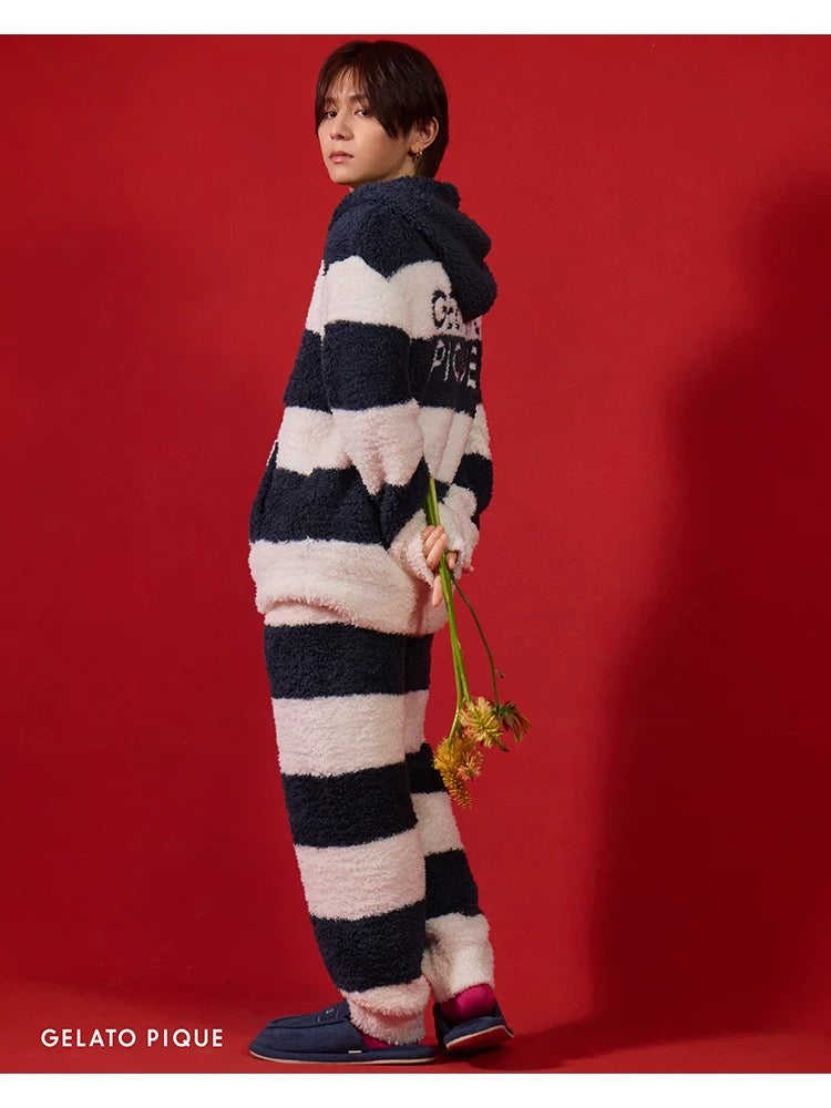 gelato pique 【山田凉介同款】25秋冬新品毛绒套装 男女同款 蓝白条