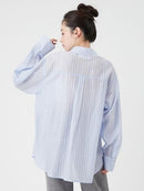 Lily Brown Scrunchie Set Sheer Shirt Blue 日本 LILY BROWN 26夏季新品 条纹衬衫 防晒罩衫 搭配同色大肠发圈 蓝紫色 均码