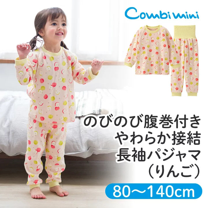 日本 COMBI 秋季薄款 清新小苹果图案卷腹睡衣