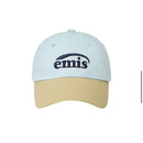 emis Duo Logo Two Tone Ball Cap Pastel Blue 韩国 emis 拼色棒球帽  淡蓝拼卡其 双层刺绣标